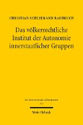 Das völkerrechtliche Institut der Autonomie innerstaatlicher Gruppen - Christian Schliemann Radbruch