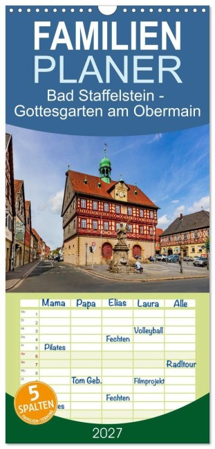 Familienplaner 2027 - Bad Staffelstein - Gottesgarten am Obermain mit 5 Spalten (Wandkalender, 21 x 45 cm) CALVENDO - Val Thoermer