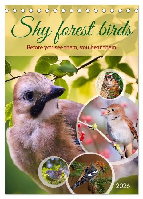Shy forest birds (Desk Calendar 2026 DIN A5 portrait), CALVENDO 12 Month DeskCalendar - Claudia Kleemann