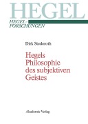 Cover-Bild zum Titel 'Hegels Philosophie des subjektiven Geistes' von 'Dirk Stederoth'