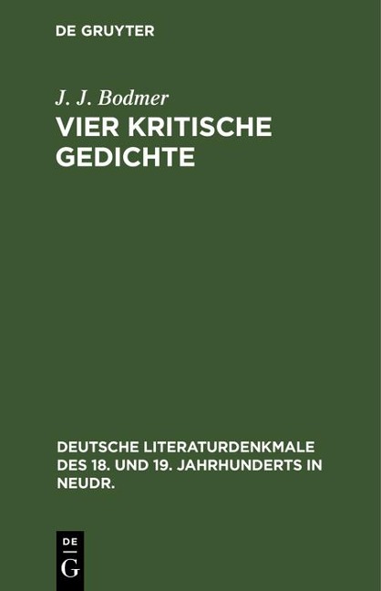 Vier kritische Gedichte - J. J. Bodmer