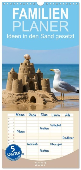 Familienplaner 2027 - Ideen in den Sand gesetzt mit 5 Spalten (Wandkalender, 21 x 45 cm) CALVENDO - Kerstin Waurick