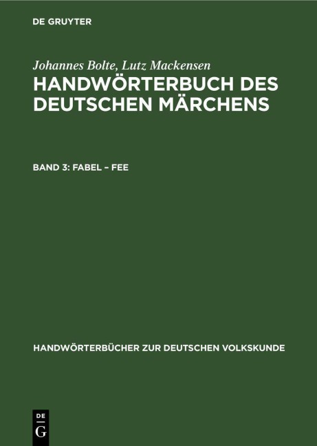 Fabel - Fee - Johannes Bolte, Lutz Mackensen