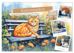 Cover-Bild zum Titel 'Katzenzauber - Katzenkalender mit stimmungsvollen Bildern (Wandkalender 2026 DIN A3 quer), CALVENDO Monatskalender' von 'Anja Frost'