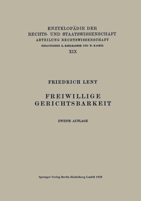 Freiwillige Gerichtsbarkeit - Friedrich Lent