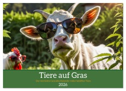 Cover-Bild zum Titel 'Tiere auf Gras - Der verrückte Cannabis-Kalender voller bekiffter Tiere (Wandkalender 2026 DIN A3 quer), CALVENDO Monatskalender' von 'Mb Fotografie'