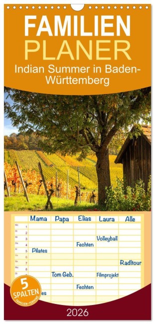 Familienplaner 2026 - Indian Summer in Baden-Württemberg mit 5 Spalten (Wandkalender, 21 x 45 cm) CALVENDO - Sascha Haas Photography