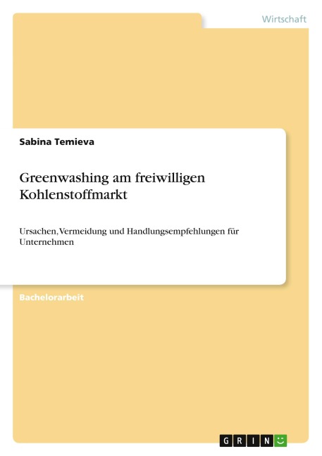 Greenwashing am freiwilligen Kohlenstoffmarkt - Sabina Temieva