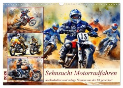 Cover-Bild zum Titel 'Sehnsucht Motorradfahren (Wandkalender 2026 DIN A3 quer), CALVENDO Monatskalender' von 'Claudia Kleemann'