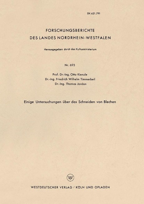 Einige Untersuchungen über das Schneiden von Blechen - Otto Kienzle