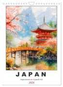 Cover-Bild zum Titel 'Japan. Impressionen im Aquarell-Stil (Wandkalender 2026 DIN A4 hoch), CALVENDO Monatskalender' von 'Rose Hurley'