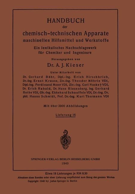 Handbuch der chemisch-technischen Apparate maschinellen Hilfsmittel und Werkstoffe - Ernst Krause, Kurt Thormann, Theodor Möhrle, Ferdinant Moser, Carl Naske