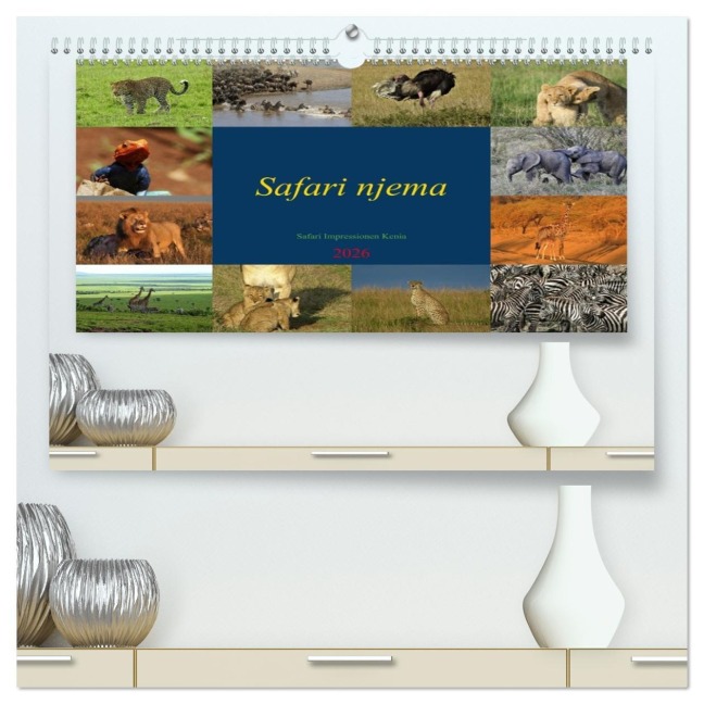 Safari njema - Safari Impressionen Kenia (hochwertiger Premium Wandkalender 2026 DIN A2 quer), Kunstdruck in Hochglanz - Susan Michel