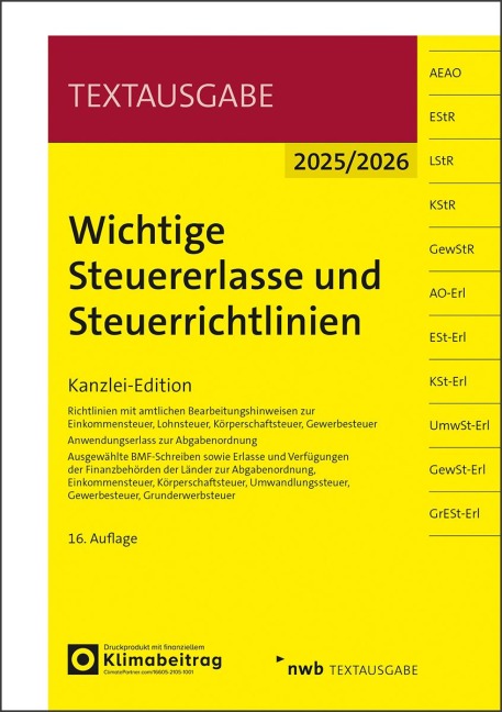 Wichtige Steuererlasse und Steuerrichtlinien - 