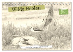 Cover-Bild zum Titel 'Wilde Seelen - Tierische Momente in Graphit (Tischkalender 2026 DIN A5 quer), CALVENDO Monatskalender' von 'Arne Wünsche'