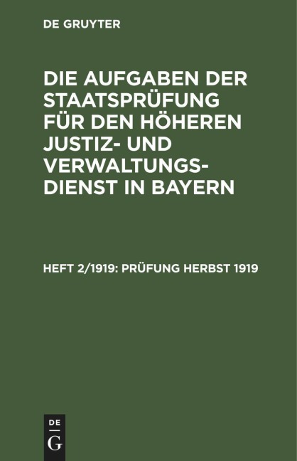 Prüfung Herbst 1919 - 
