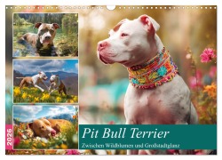 Pit Bull Terrier. Zwischen Wildblumen und Großstadtglanz (Wandkalender 2026 DIN A3 quer), CALVENDO Monatskalender - Rose Hurley