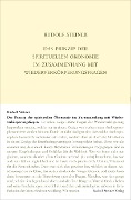 Cover-Bild zum Titel 'Das Prinzip der spirituellen Ökonomie im Zusammenhang mit Wiederverkörperungsfragen' von 'Rudolf Steiner'