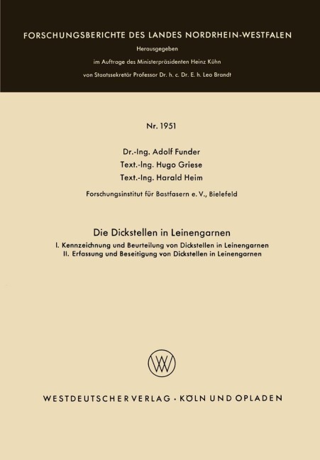 Die Dickstellen in Leinengarnen - Adolf Funder