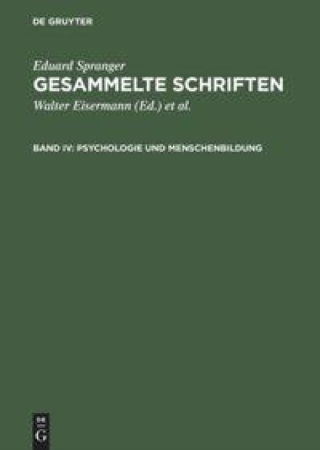 Psychologie und Menschenbildung - Eduard Spranger