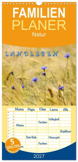 Familienplaner 2027 - LANDLEBEN mit 5 Spalten (Wandkalender, 21 x 45 cm) CALVENDO - Gugigei