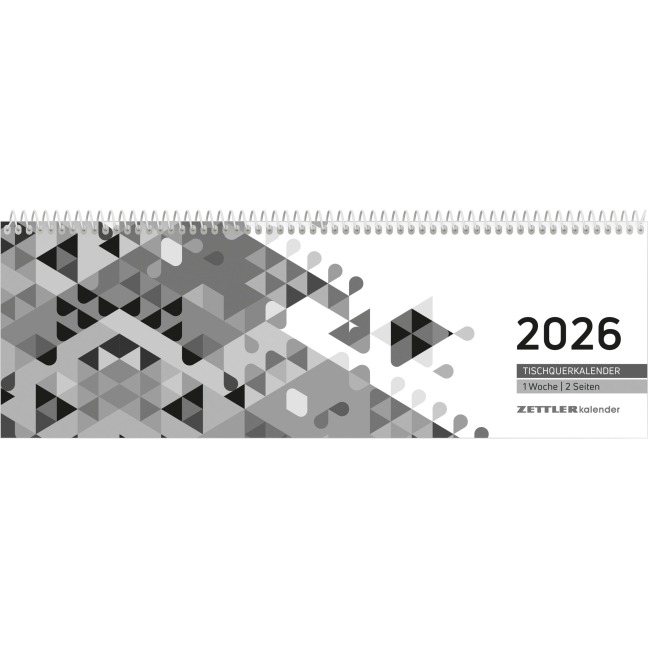 Tischquerkalender schwarz 2026 - 29,6x9,9 cm - 1 Woche auf 2 Seiten - Stundeneinteilung 7 - 19 Uhr - inkl. Jahresübersicht - Bürokalender - 116-0020 -  Tischquerkalender schwarz 2026 - 29,6x9,9 cm - 1 Woche auf 2 Seiten - Stundeneinteilung 7 - 19 Uhr - inkl. Jahresübersicht - Bürokalender - 116-0020 -