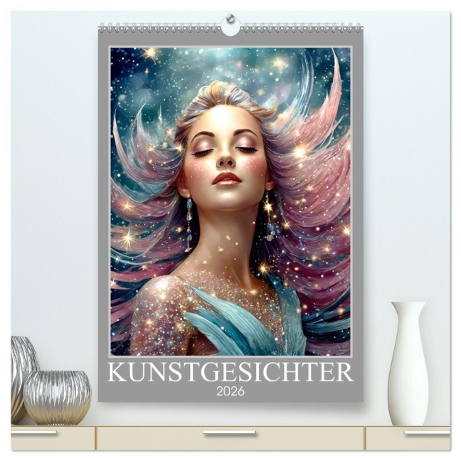 Kunstgesichter (hochwertiger Premium Wandkalender 2026 DIN A2 hoch), Kunstdruck in Hochglanz - Werner Braun