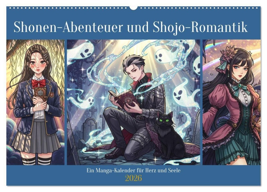 Sh¿nen-Abenteuer und Sh¿jo-Romantik - Ein Manga-Kalender für Herz und Seele (Wandkalender 2026 DIN A2 quer), CALVENDO Monatskalender - 