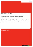 Cover-Bild zum Titel 'Der Bologna Prozess in Österreich' von 'Hanspeter Schicker'