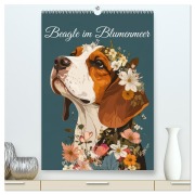 Cover-Bild zum Titel 'Beagle im Blumenmeer (hochwertiger Premium Wandkalender 2026 DIN A2 hoch), Kunstdruck in Hochglanz' von 'Ally Bee'