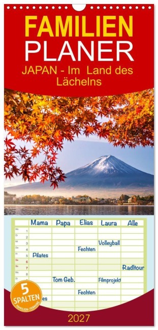 Familienplaner 2027 - JAPAN - Im Land des Lächelns mit 5 Spalten (Wandkalender, 21 x 45 cm) CALVENDO - Susan Michel