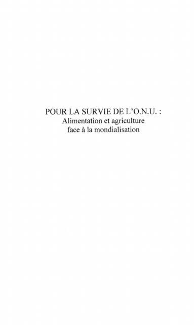 Pour la survie de l'O.N.U. alimentation et agriculture face - Maiga Mahamadou