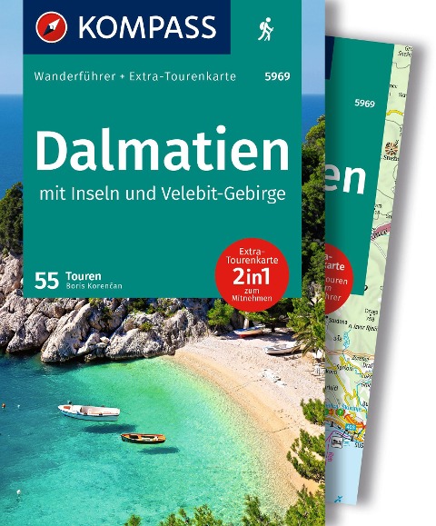 KOMPASS Wanderführer Dalmatien mit Inseln, Velebit-Gebirge und Plitvicer Seen, 55 Touren mit Extra-Tourenkarte - Boris Korencan