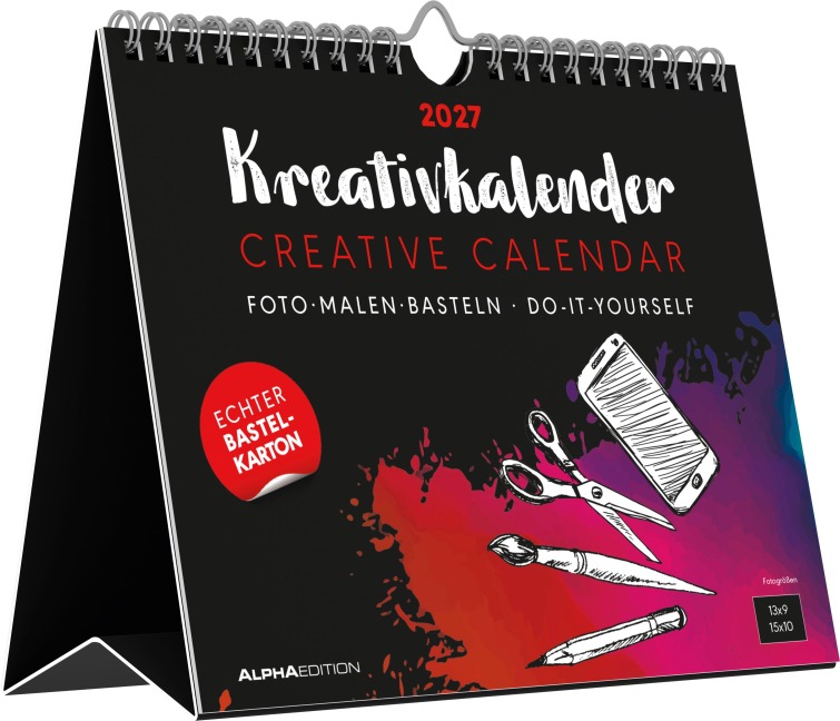 Kreativkalender Tischaufsteller quer schwarz 2027 - 