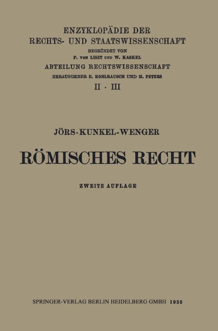 Römisches Privatrecht - Paul Jörs, Leopold Wenger, Wolfgang Kunkel