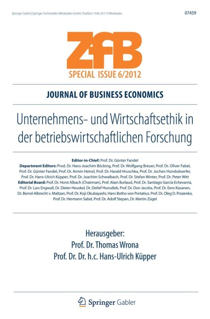 Unternehmens- und Wirtschaftsethik in der betriebswirtschaftlichen Forschung - 