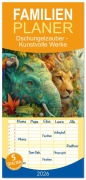 Cover-Bild zum Titel 'Familienplaner 2026 - Dschungelzauber - Kunstvolle Werke mit 5 Spalten (Wandkalender, 21 x 45 cm) CALVENDO' von 'Liseldotte Brunner-Klaus'