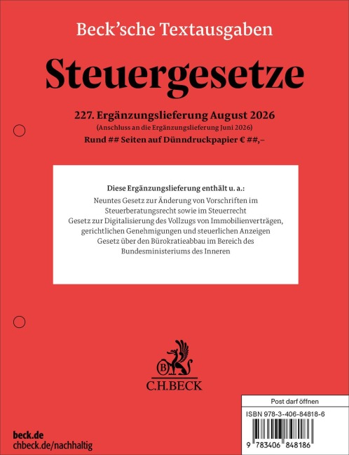 Steuergesetze  227. Ergänzungslieferung - 