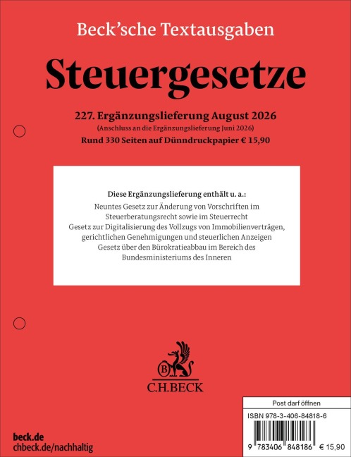 Steuergesetze  227. Ergänzungslieferung - 