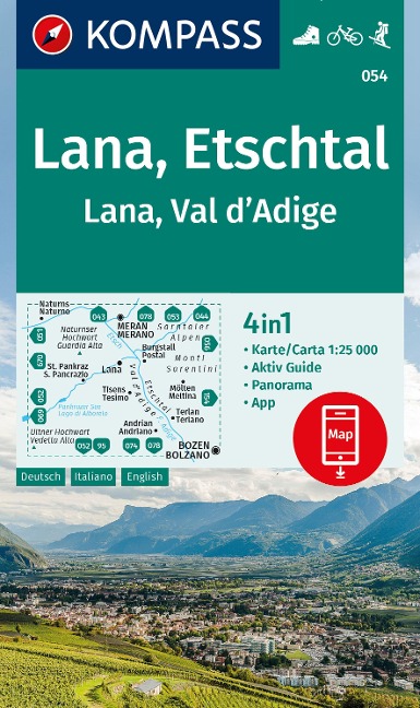 KOMPASS Wanderkarte 054 Lana, Etschtal / Lana, Val d¿Adige 1:25.000 - 