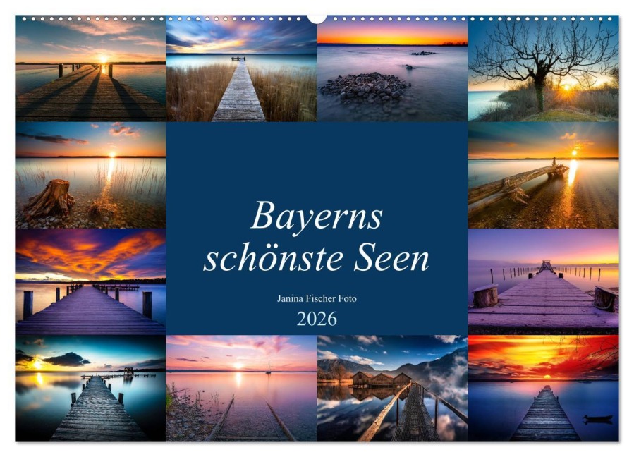 Schöne Seen in Bayern (Wandkalender 2026 DIN A2 quer), CALVENDO Monatskalender - Janina Fischer