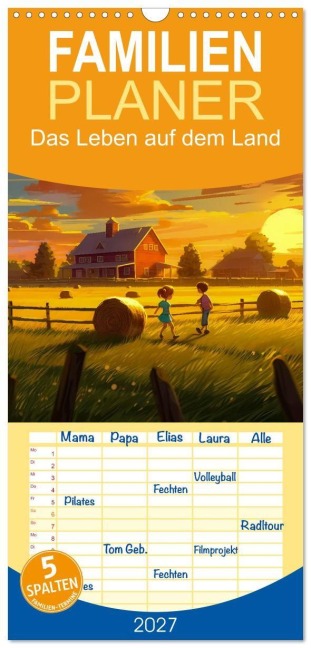 Familienplaner 2027 - Das Leben auf dem Land mit 5 Spalten (Wandkalender, 21 x 45 cm) CALVENDO - Steffen Gierok-Latniak