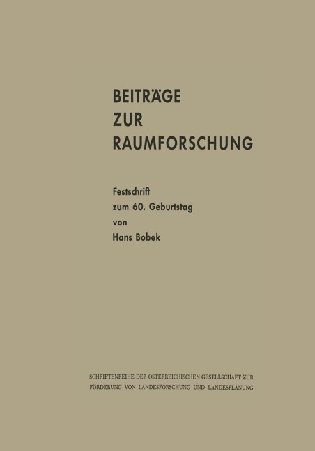 Beiträge zur Raumforschung - 