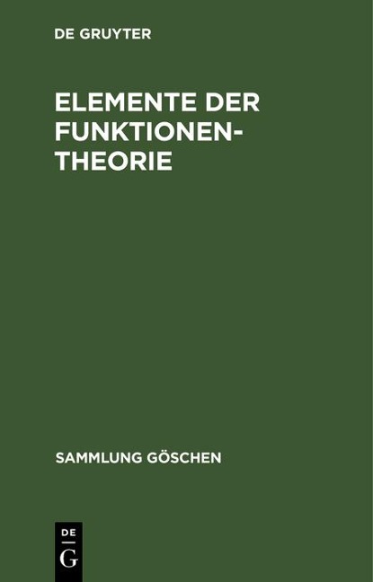 Elemente der Funktionentheorie - 