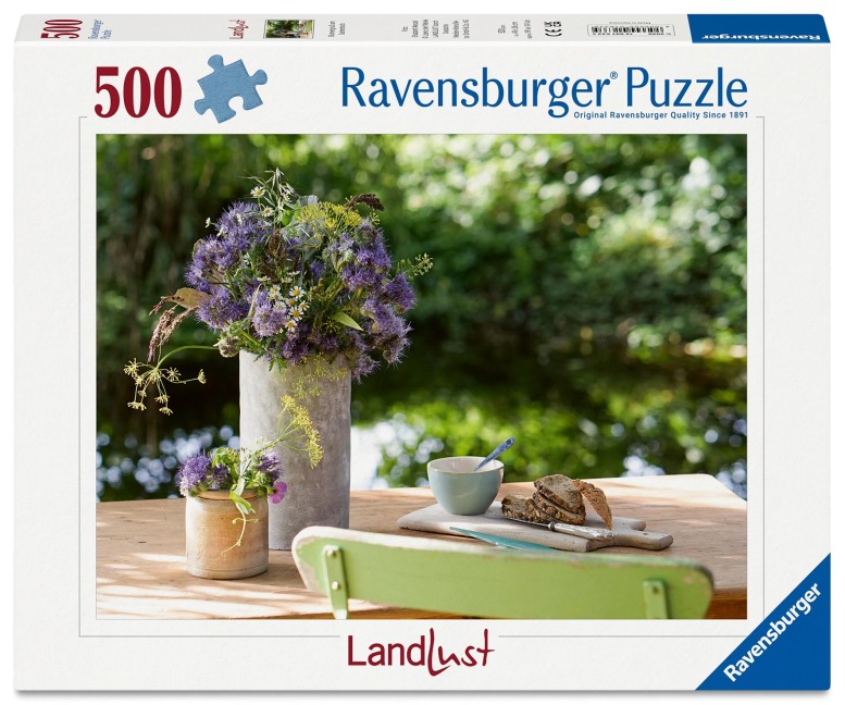 Erwachsenenpuzzle 500 Teile - Blumengruß am Gartentisch - 