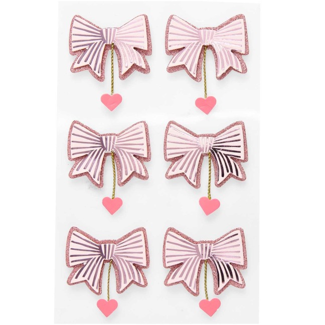 3D Sticker Schleifen / Herzen, Pink FSC MIX - 