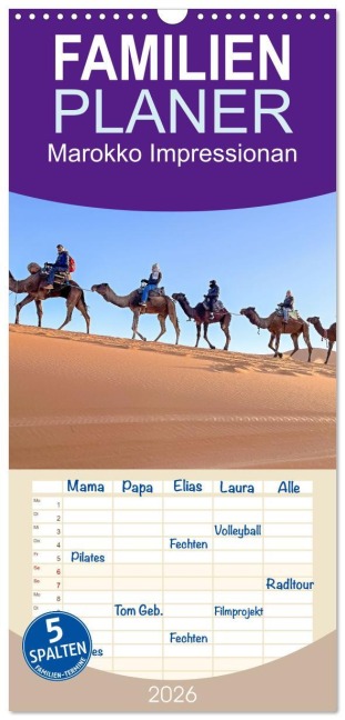 Familienplaner 2026 - Marokko Impressionan mit 5 Spalten (Wandkalender, 21 x 45 cm) CALVENDO - (C) By Insideportugal