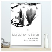 Cover-Bild zum Titel 'Monochrome Blüten - In Schwarz-Weiß Bildern durch das Jahr (hochwertiger Premium Wandkalender 2026 DIN A2 hoch), Kunstdruck in Hochglanz' von 'Stefanie Küppers'
