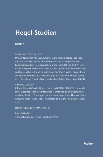 Hegel-Studien / Hegel-Studien Band 7 (1972) - 