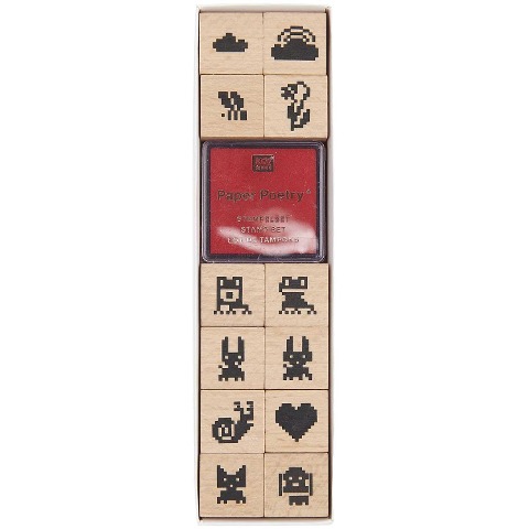 Stempelset Futschikato, Pixel, FSC 100%, 12 Stempel, 1 Stempelkissen - 